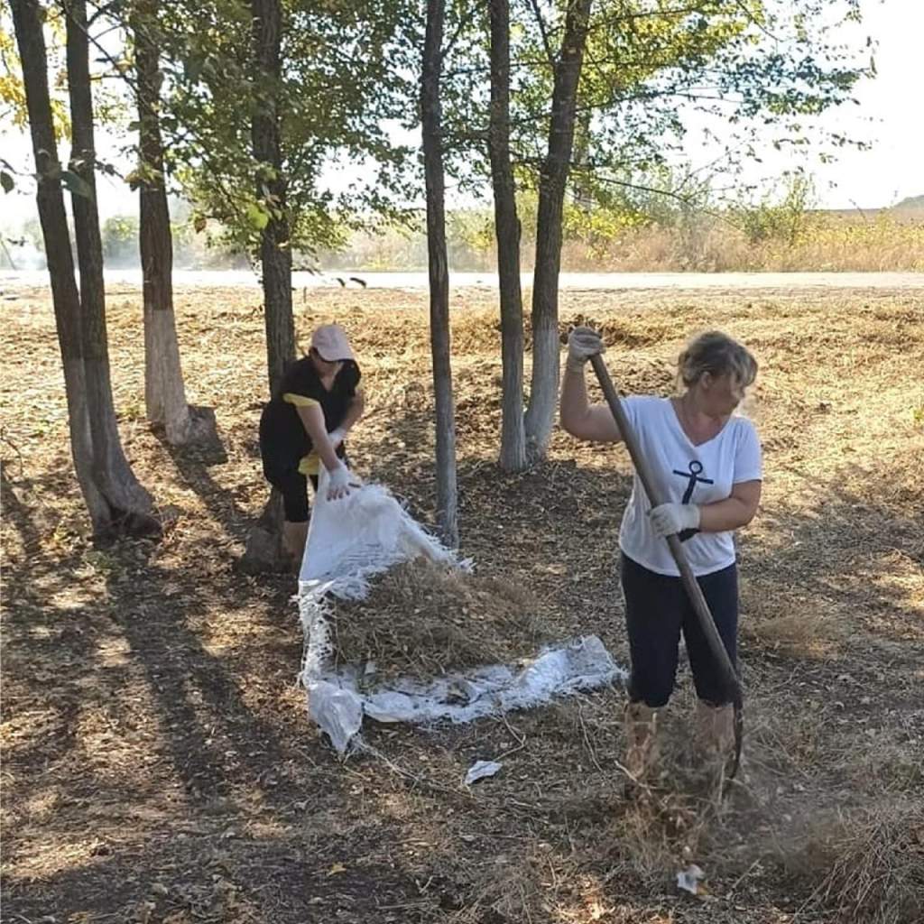 Сотрудники администрации Первомайского сельского поселения провели очередную уборку территории